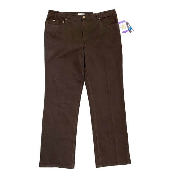 Shape Control Jeans Brown 18 Stretch Straight NWT Jones New York Normcore Casual - Picture 1 of 13